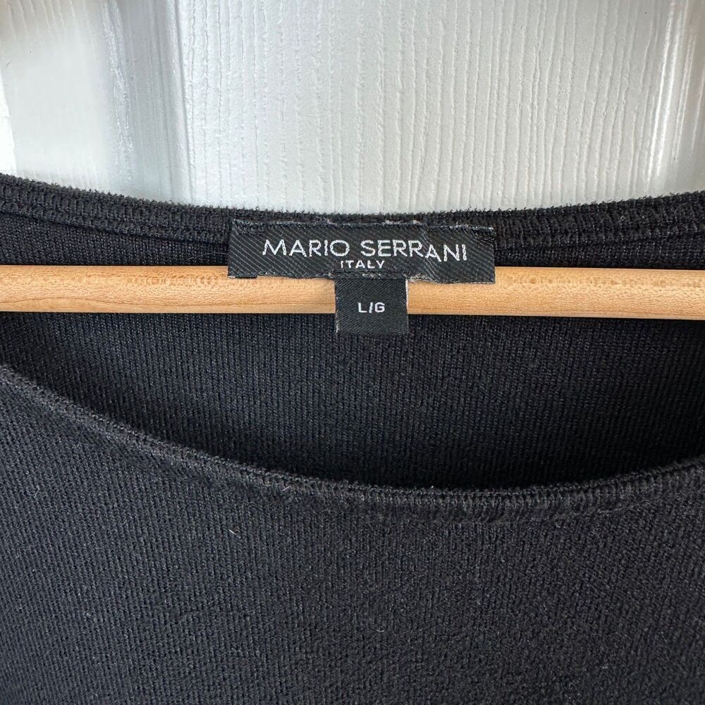 Mario Serrani Italy Women's Black Stretch Long Sleeve Top Size L Casual Wear - Picture 2 of 5